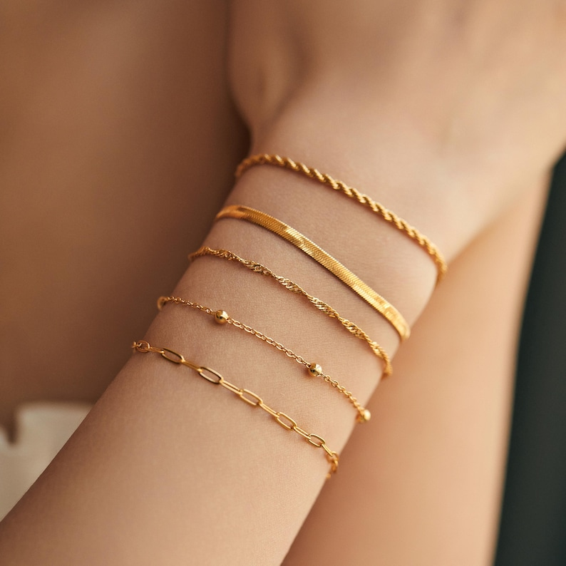 18K Gold Filled Twisted Chain Bracelet