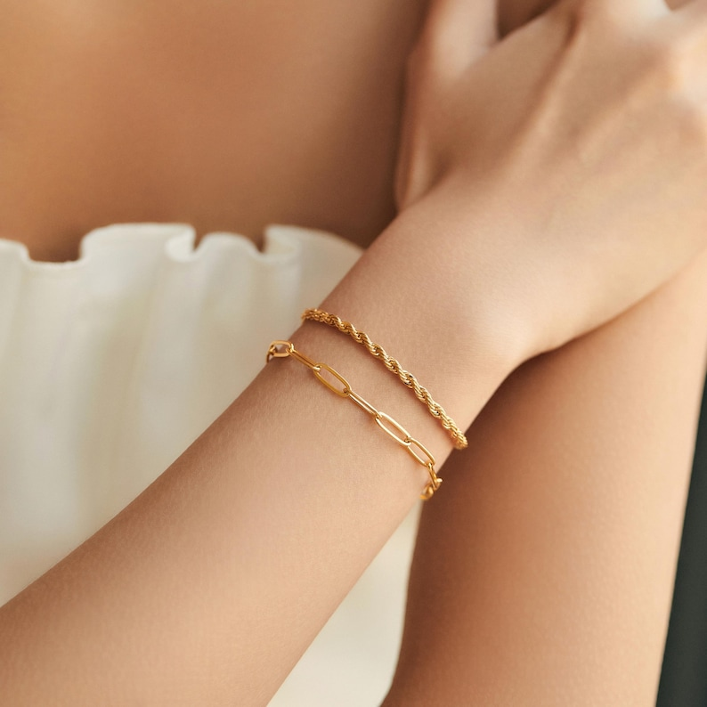 18K Gold Filled Twisted Chain Bracelet