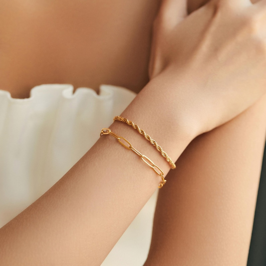 18K Gold Filled Twisted Chain Bracelet